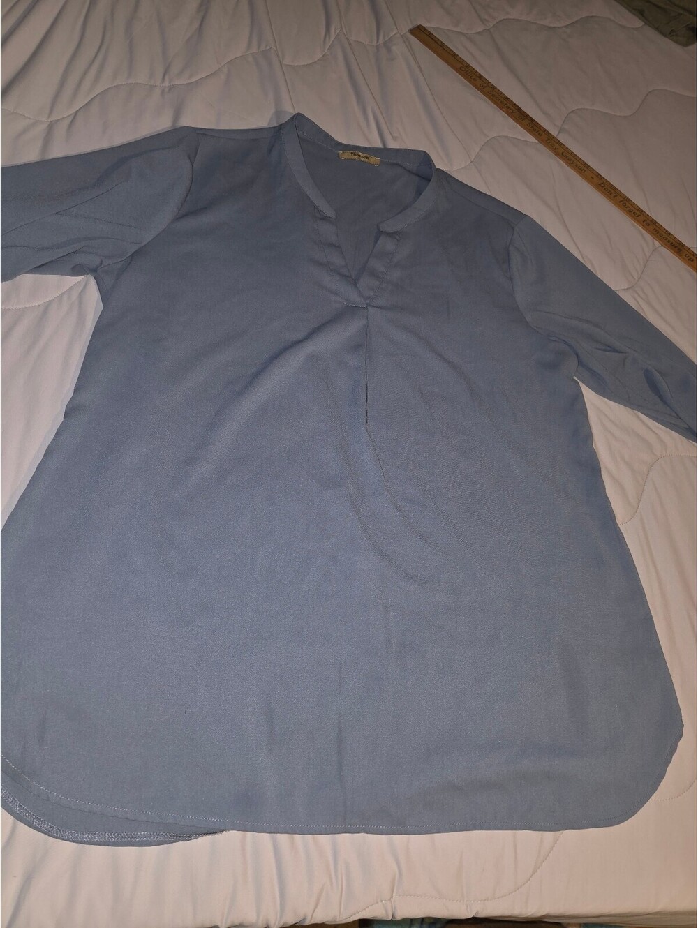Timeson V-Neck Lightweight Blouse - blue - work top, casual - XL